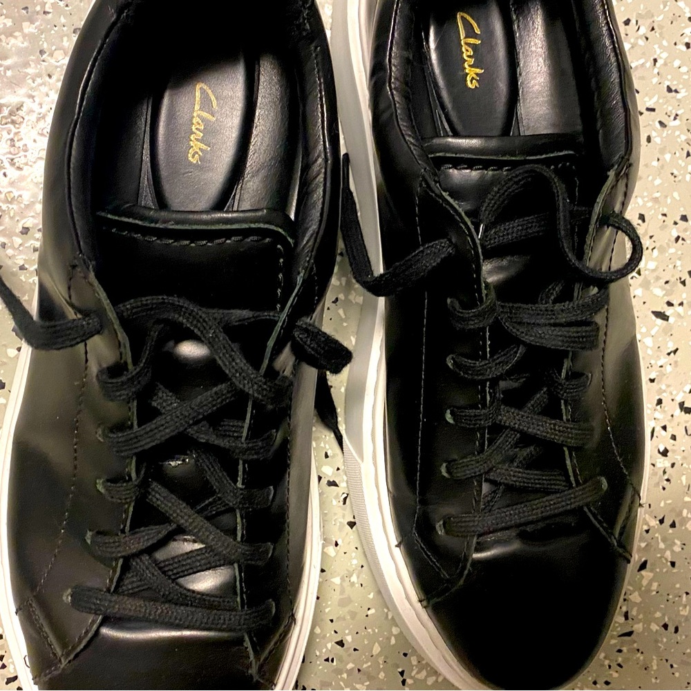 Clarks Dress Sneaker, Size 12-Men’s, Black; CLEAN; ODORLESS; PET AND SMOKE-FREE